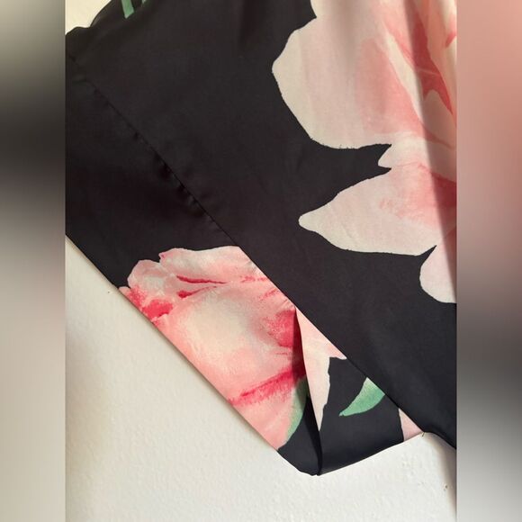 Soma Sensual Satin Black Floral Kimono Robe S/M - Picture 10 of 10